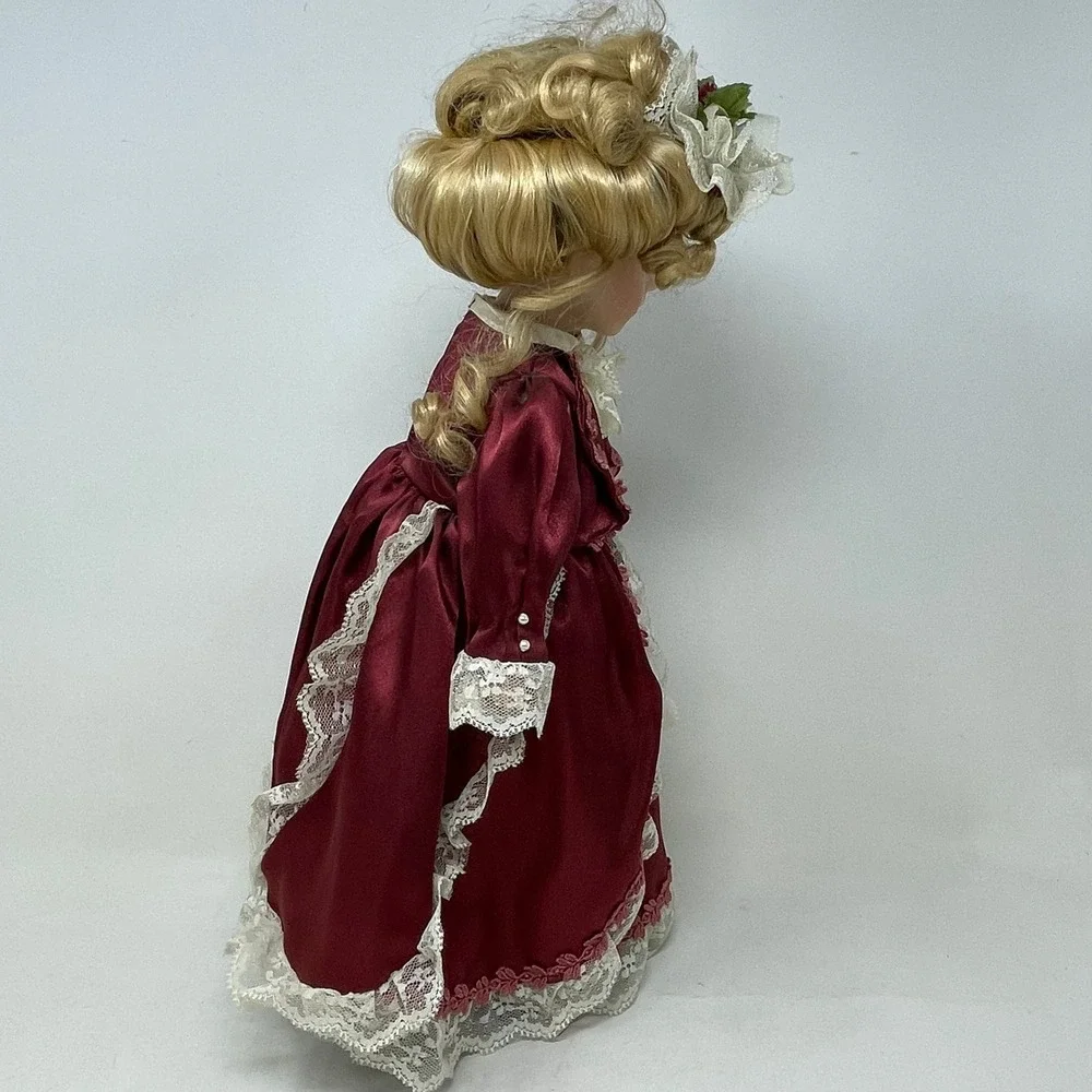 Noble Heritage Collection 1997 Porcelain Doll Burgundy Lace Victorian 16 Inch